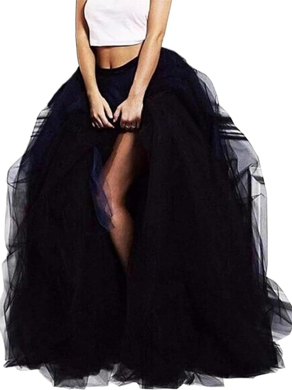 Women Maxi Tulle Floor Length Layered High Waist Spectial Occasion Skirt